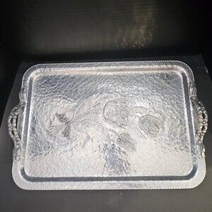 Rodney Kent Hand Wrought Creations Hammered Aluminum Serving Tray With Handles